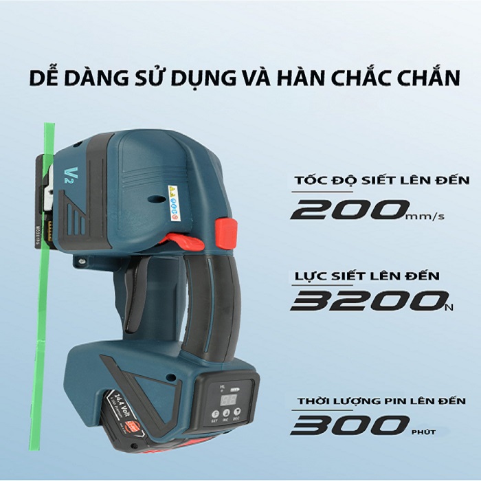 MÁY ĐÓNG ĐAI BẰNG PIN, GIẢI PHÁP TỐT NHẤT CHO NGÀNH ĐÓNG GÓI 4 máy đóng đai bàng pin V2
